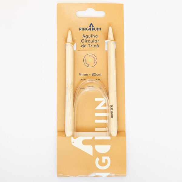 Agulha Circular para tricô em Bambu 80 cm - Pingouin 9,0 mm