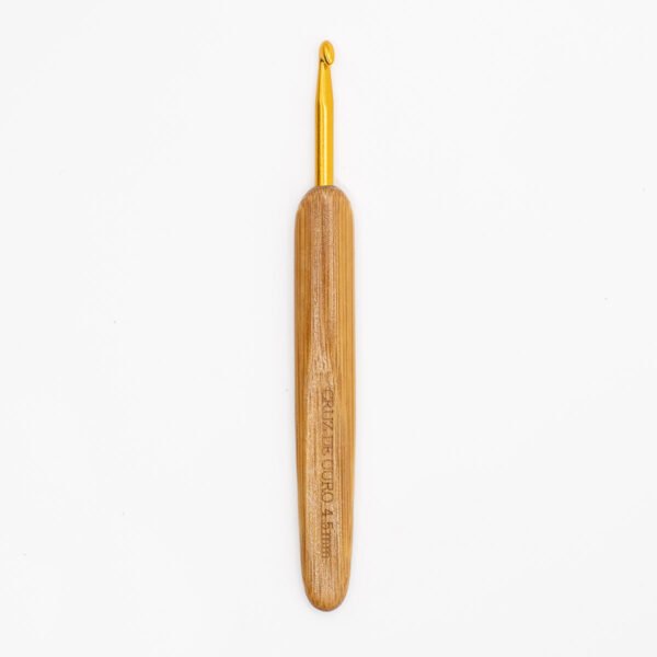 Agulha para crochê alumínio cabo bambu Cruz de Ouro 4,5mm