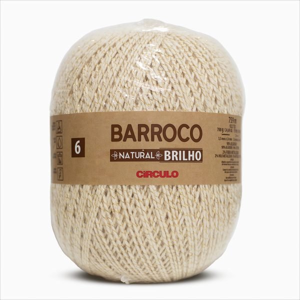 Barbante Barroco Natural 6 Brilho Ouro - 700g